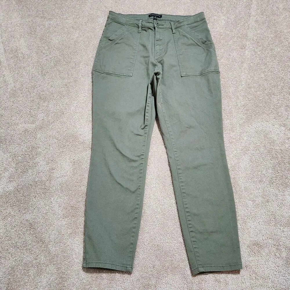 Banana Republic Chino Pants Women 10 Green Mid Rise Slim Straight